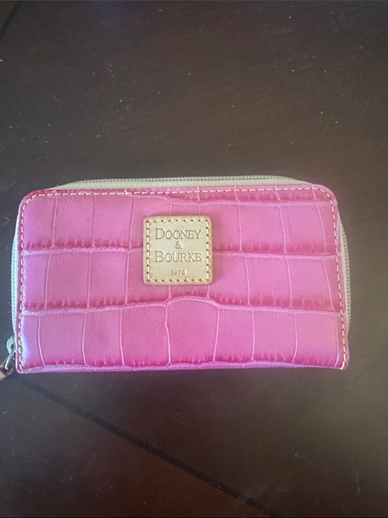 Dooney & Bourke Handbags - Dooney & Bourke Pink Croc-Embossed full-Zip Wallet